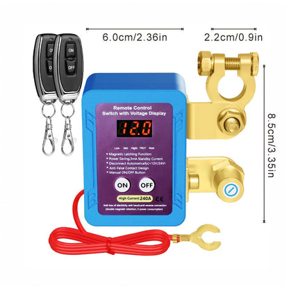 Battery Disconnect Switch 12V 240A – Smart LED Voltage Display Kill Switch, Anti-Theft Battery Drain Prevention for Car Truck RV (Wired