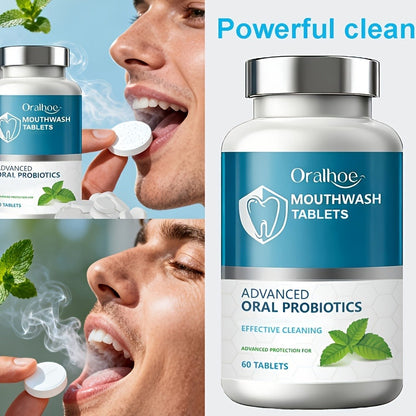 Toothpaste Tablets 120 Count Mint Flavor, Portable Mouthwash Tablets for Fresh Breath & Gentle Whitening