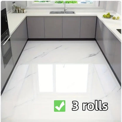 Self-Adhesive Marble Vinyl Floor Wallpaper 3 Rolls 23.62x197.75in – Oil-Proof Anti-Slip, for Entryways, Bedrooms and Living Spaces