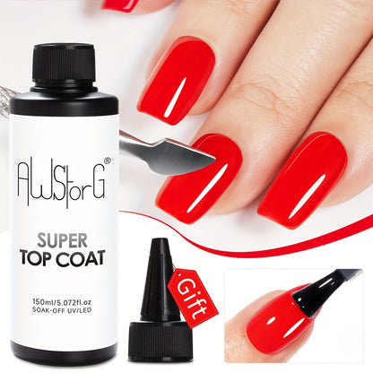 Gel Nail Polish Super-Glossy Top Coat in 15ml Soak-Off Formula with UV/LED Cure for Nail Art