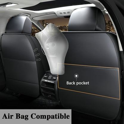 Car Seat Covers 5-Seat PU Leather Set with Front Storage Pocket, Armrest Piece and Eight Colors