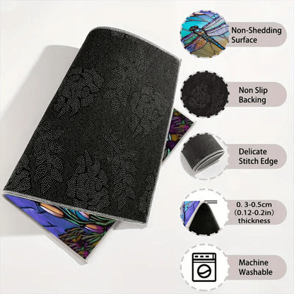 Anti-Slip Rubber Cargo Liner for SUV & Sedan – Dragonfly Floral Design Trunk Floor Mat | Heat Resistant Non-Slip Car Cargo Pad