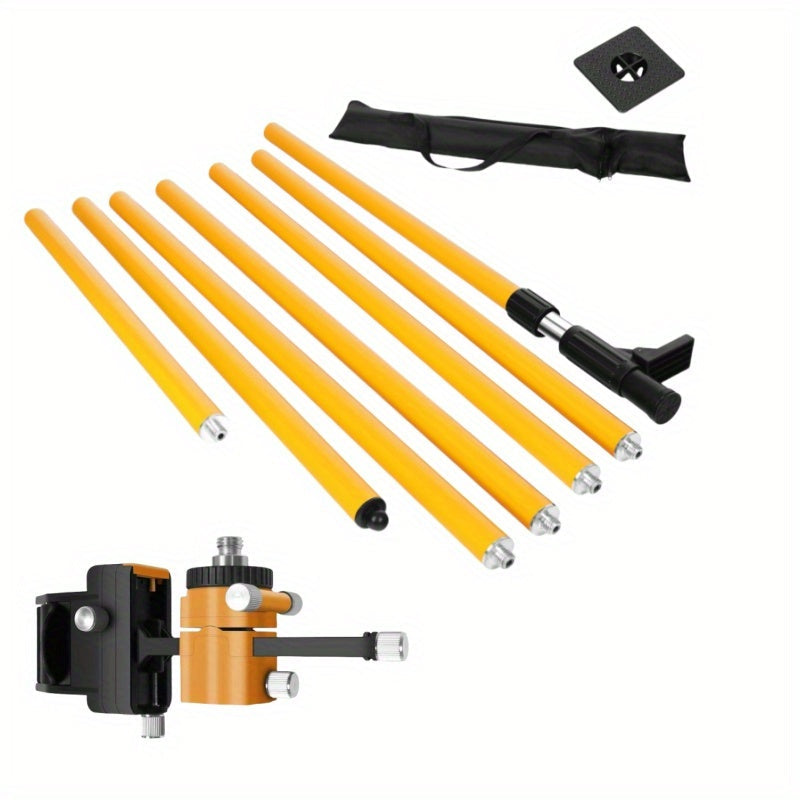Laser Level Pole Telescopic Grade Rod 11FT/19FT Adjustable Support Staff with 1/4"-20 Mount & 5/8"-11 Adapter for Rotary Line Laser Leveling