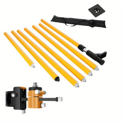 Laser Level Pole Telescopic Grade Rod 11FT/19FT Adjustable Support Staff with 1/4"-20 Mount & 5/8"-11 Adapter for Rotary Line Laser Leveling