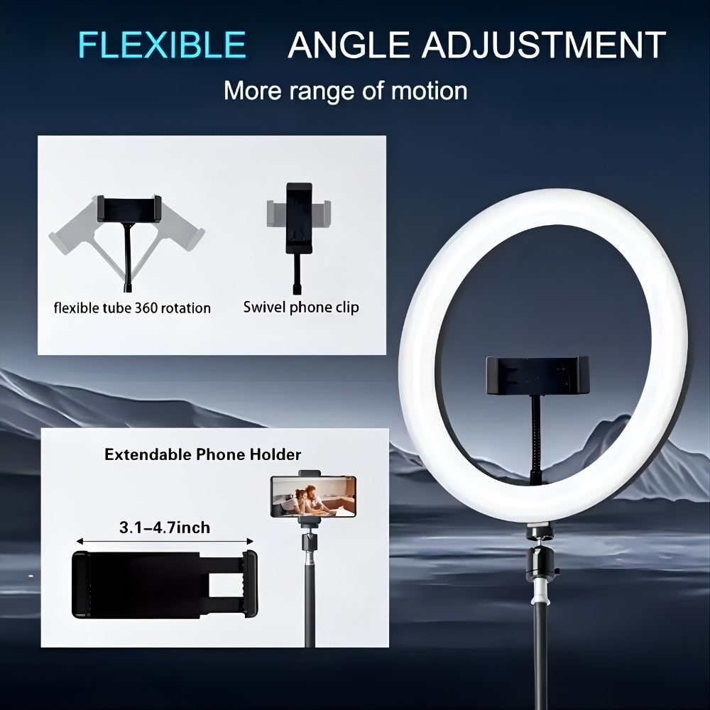 Selfie Ring Light Desk 12 Inch with Phone Holder 360 Rotating Pan Head Desk Tripod 17 RGB for an Everyday Personal Care Routine