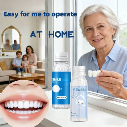 Moldable Fake Teeth Kit for Adults & Seniors, Temporary Dental Veneers Missing Tooth Filling Snap On Teeth