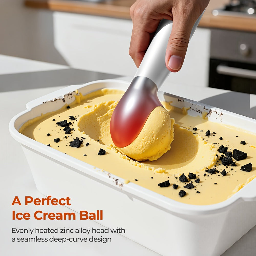 Electric Heated Ice Cream Scoop USB-C Rechargeable with 3 Temperature Settings 120°F 140°F 160°F IPX7 Handle Gift for Ice Cream Lovers