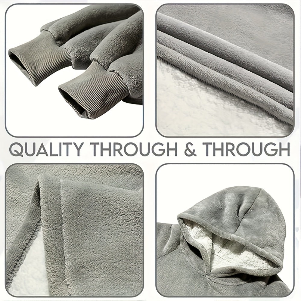 Flannel-Labeled Wearable Blanket Hoodie with Front Pocket and Ten Standard or Extended Color Styles