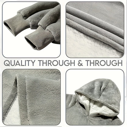 Flannel-Labeled Wearable Blanket Hoodie with Front Pocket and Ten Standard or Extended Color Styles
