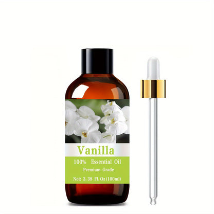 Essential Oil Vanilla Warm Sweet Aroma in 100ml Bottle for Diluted Topical, Diffuser and Humidifier Use