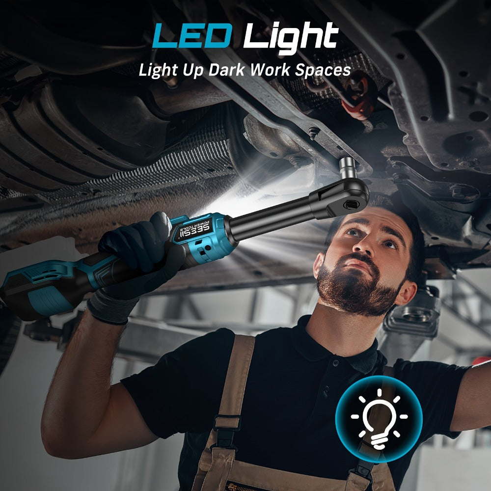 21V Power Ratchet Wrench Set 3/8'' Drive, 59 Ft-lbs 400 RPM Cordless Electric Ratchet, Variable Speed Trigger