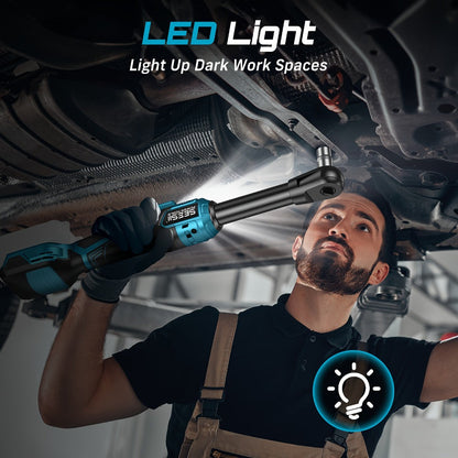 21V Power Ratchet Wrench Set 3/8'' Drive, 59 Ft-lbs 400 RPM Cordless Electric Ratchet, Variable Speed Trigger