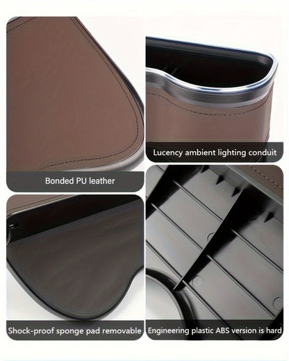 Black Lighted Seat-Gap Car Organizer with Phone Slot, USB Ports and Driver, Passenger or Pair Options
