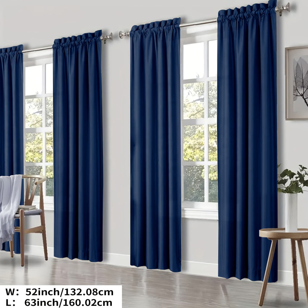 Blackout Curtains 4 Panels Thermal Insulated Room Darkening Drapes, Rod Pocket, Energy Saving, Solid Color for Bedroom & Living Room