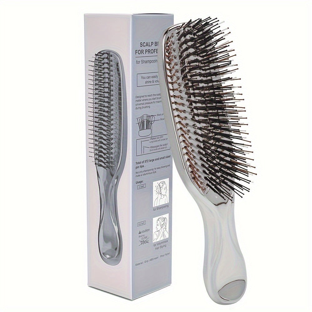 Air Cushion Comb Scalp Massage Brush Anti-Static Detangling Hair Comb Electroplated Flexible Cushion Pins Frizz Control Stimulates Hair