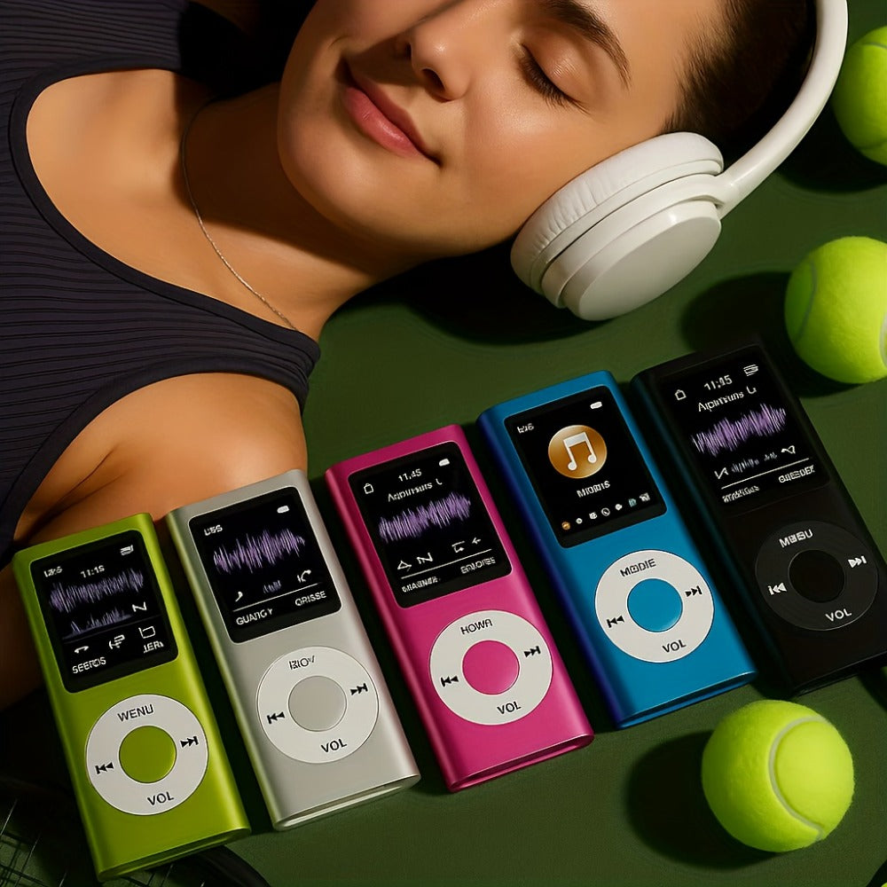 Portable MP3 and MP4 Player with 128GB Card Support, LCD Screen and Six Green, Black, Red, Blue or Silver Models