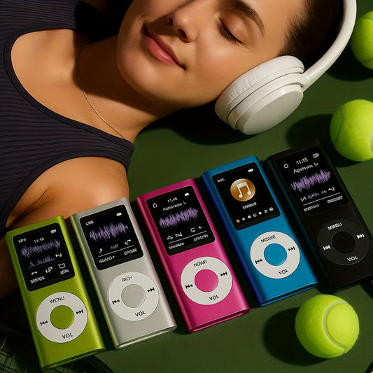 Portable MP3 and MP4 Player with 128GB Card Support, LCD Screen and Six Green, Black, Red, Blue or Silver Models