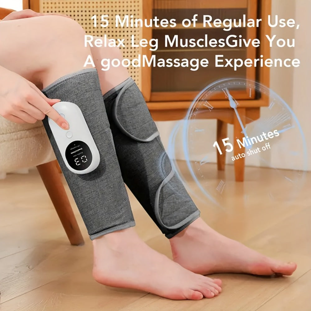 Air Compression Leg Massager, Cordless Calf & Foot Massager with 3 Intensity Levels for Legs, Thighs