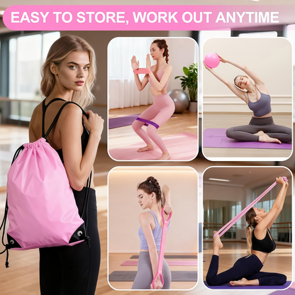 Pilates Set for Women 14-Piece – Includes 13-Inch Pilates Ring, 9-Inch Yoga Ball, 5 Resistance Bands & Hip Thrust Bands
