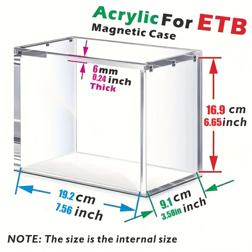 Acrylic Display Box for Pokemon ETB & Trading Cards – 6mm Stackable Magnetic Dustproof Case for Elite Trainer Box