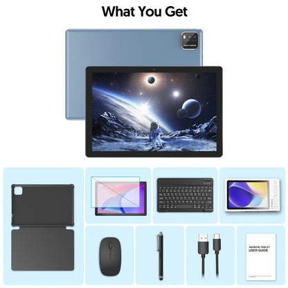 Android Tablet 10-Inch 2-in-1 with Android 14, WiFi 6, 64GB Internal Storage and Keyboard Set