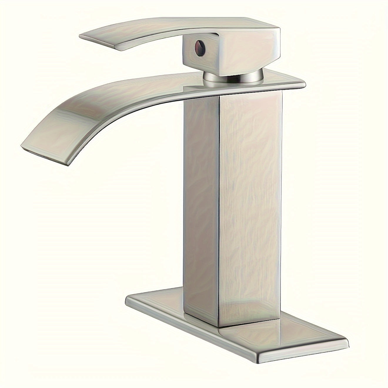 Waterfall Bathroom Sink Faucet, Single Hole or 3-Hole Mixer Tap with 6" Deck Plate, Ceramic Valve