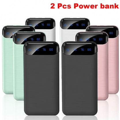 20000mAh Portable Power Bank 2-Pack with LED Display, Fast Charging Type-C & USB for an Everyday Personal Care Routine