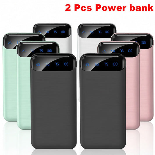 20000mAh Portable Power Bank 2-Pack with LED Display, Fast Charging Type-C & USB for an Everyday Personal Care Routine