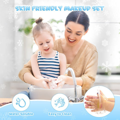 Princess Makeup Set for Girls Ages 3-12, 58 PCS Pretend Play Makeup Kit with Brushes & Case, Skin-Friendly Beauty Toy