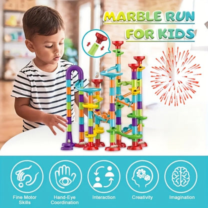 Marble Run Set Building Blocks for Kids 112/147pcs with Glass Marbles with the Listed Color, Size or Set Options for Everyday Use