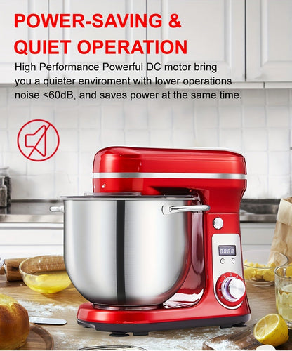 Stand Mixer 1200W 6L Stainless Steel Bowl - Kitchen Food Stand Mixer with Dough Hook, Whisk & Beater