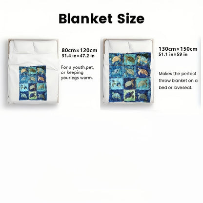 1pc Underwater Turtle Splicing Pattern Blanket- Home Furnishings Bedding Throw for Sofa Bed for Sofas, Beds and Everyday Home Comfort