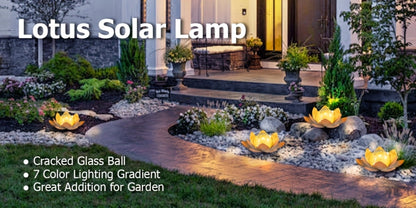 Solar Lotus Cracked Glass Ball Garden Lamp 2pcs, Metal Cracked Ball Solar Light for Outdoor & Indoor Decoration