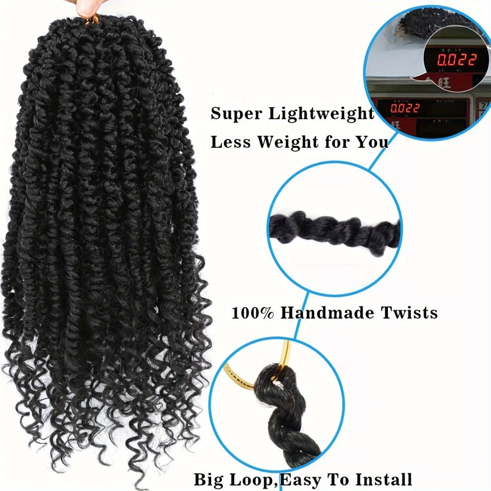 Pre-Looped Passion Twist Crochet Hair 8 Packs Pre-Twisted Curly Ends Bohemian Short Twist Braids
