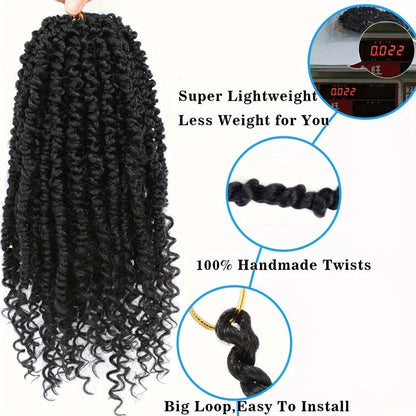Pre-Looped Passion Twist Crochet Hair 8 Packs Pre-Twisted Curly Ends Bohemian Short Twist Braids
