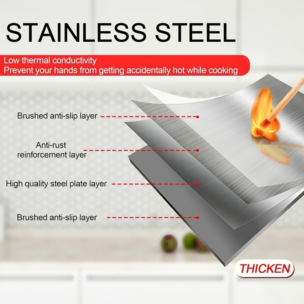 Stainless Steel Splatter Screen 4-Sided Foldable Stovetop Grease Guard – 31.5" Oil Splash Shield for Frying Pan
