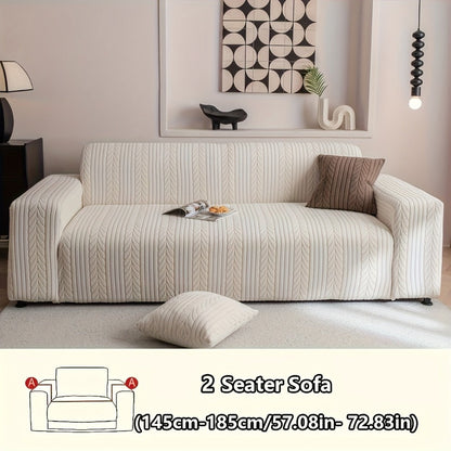 Sofa Cover Zigzag-Texture Fitted Slipcover for 1, 2, 3 or 4-Seater Sofas in Four Neutral Colors
