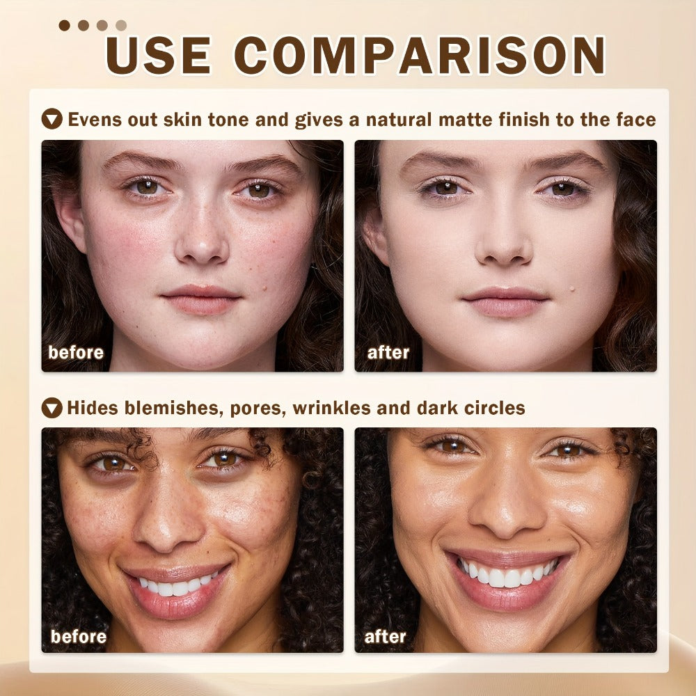 Liquid Foundation & Primer Set for Mature Skin 3-in-1 CC Cream BB Cream Silky Smooth Formula, for Makeup, Travel and Everyday Vanity Use