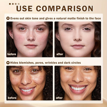 Liquid Foundation & Primer Set for Mature Skin 3-in-1 CC Cream BB Cream Silky Smooth Formula, for Makeup, Travel and Everyday Vanity Use