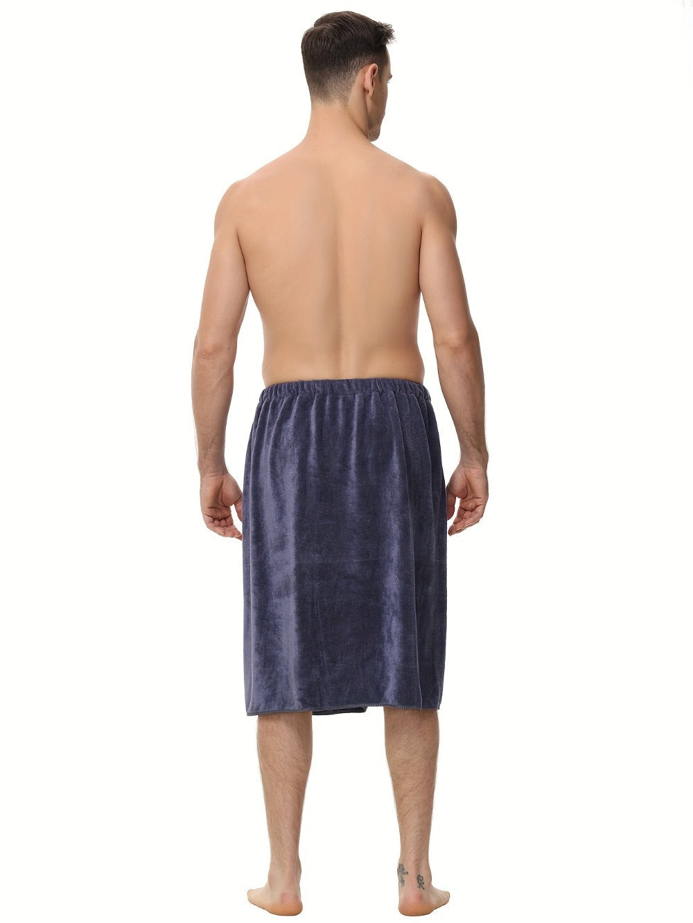 Bath Towels Wearable Mens Wrap 320GSM Suede Microfiber in Blue or Brown for Shower and Spa
