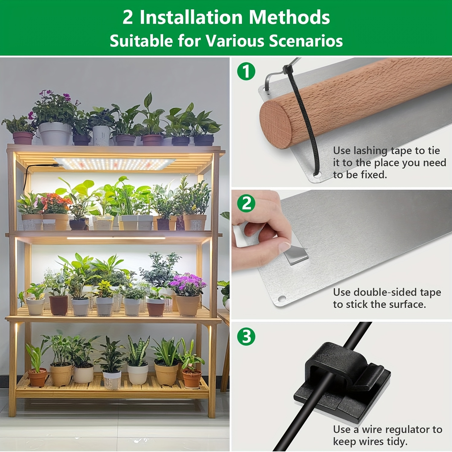 Under-Shelf LED Plant Light Panel Set with Dimming and Timer Controls, 2 or 4 Pack for Indoor Racks