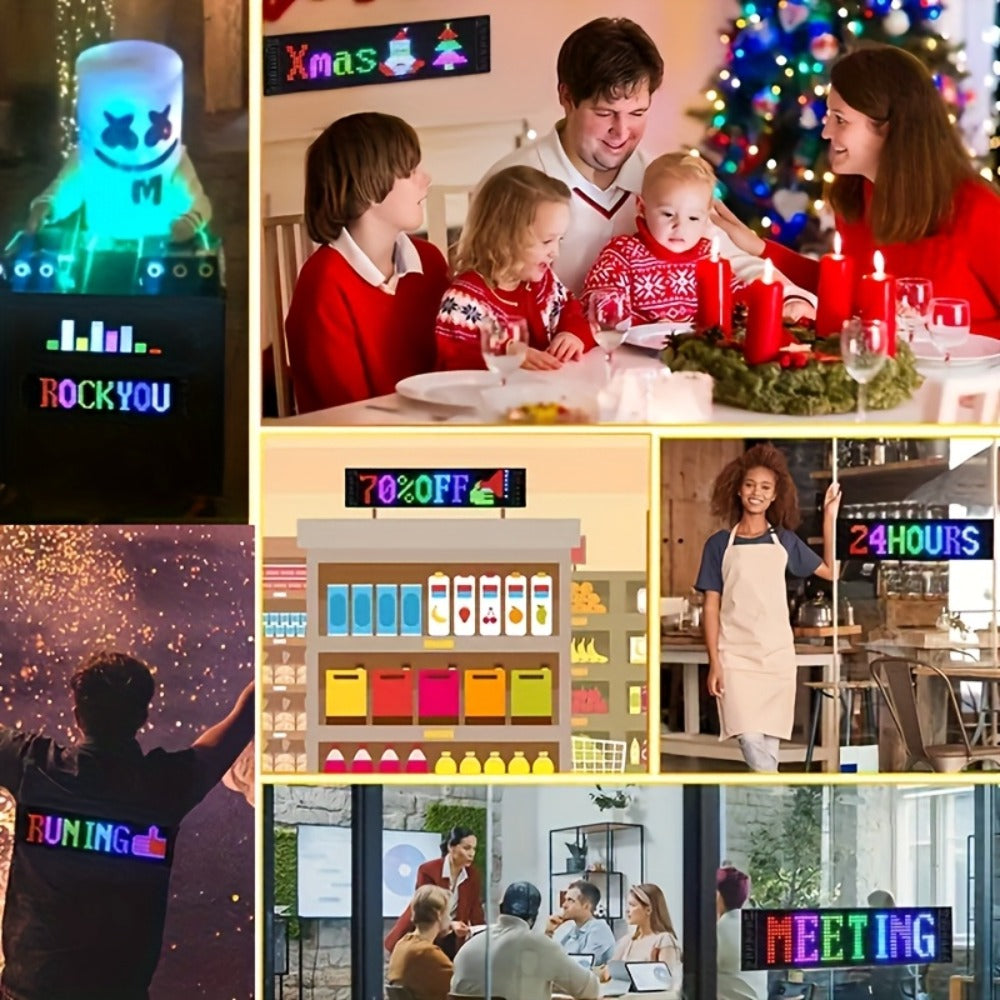 Flexible LED Matrix Screen Display DIY Text Picture & GIF, App & Remote Control, 5V USB Powered, 16x32 to 16x144