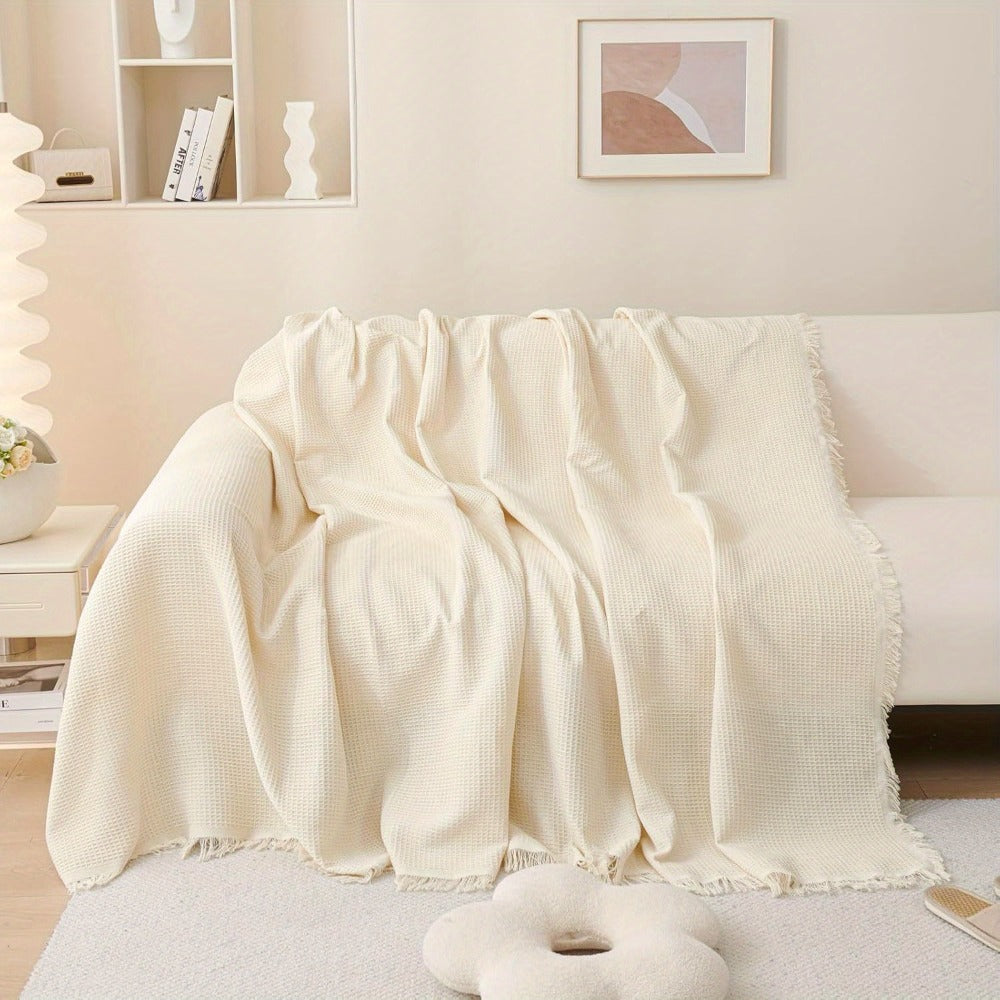 Sofa Throw Cover with Tassels Scratch Resistant Breathable Couch Blanket Slipcover for Entryways, Bedrooms and Living Spaces