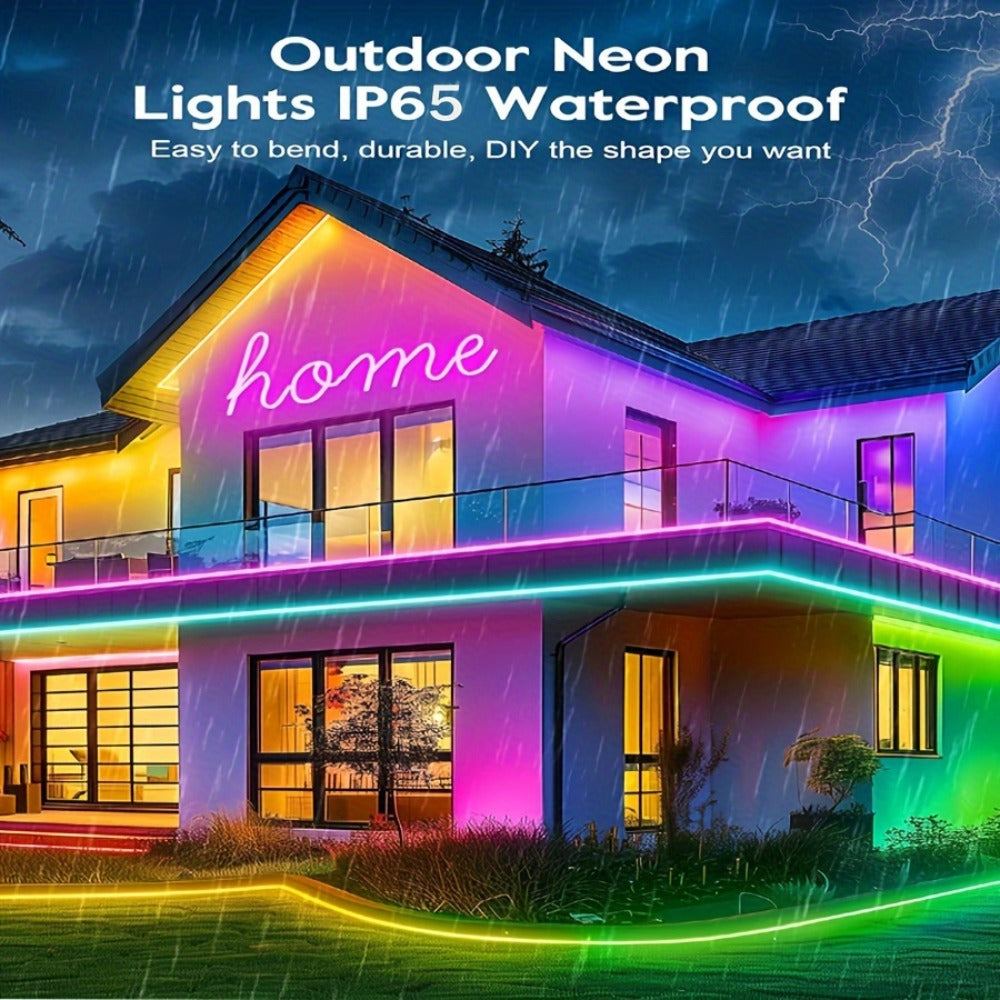 Neon Rope Lights RGB LED Flexible Strip with App & Remote Control, Music Sync, Cuttable, 24V Safe