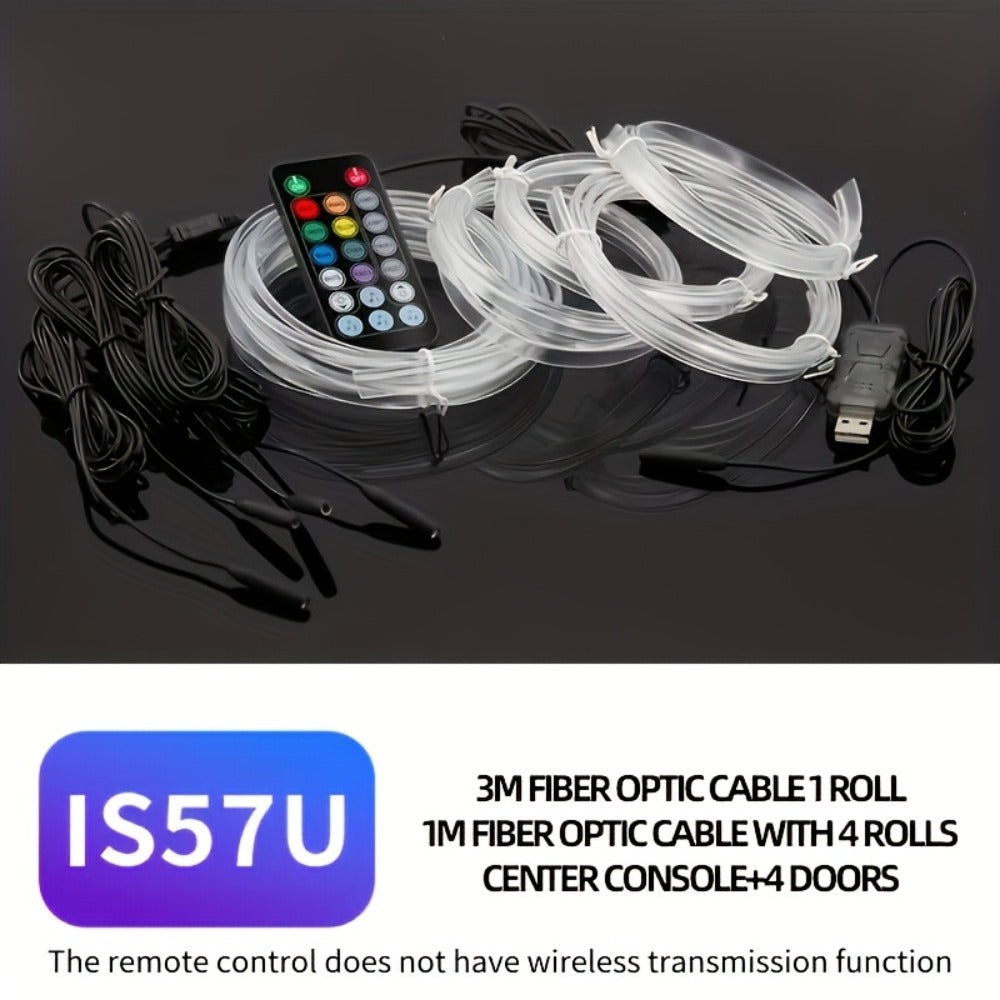 Car Interior Fiber-Style Ambient Light Kit with 5-in-1 Remote or 196.85-Inch App-Control Checkout Options