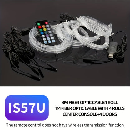 Car Interior Fiber-Style Ambient Light Kit with 5-in-1 Remote or 196.85-Inch App-Control Checkout Options