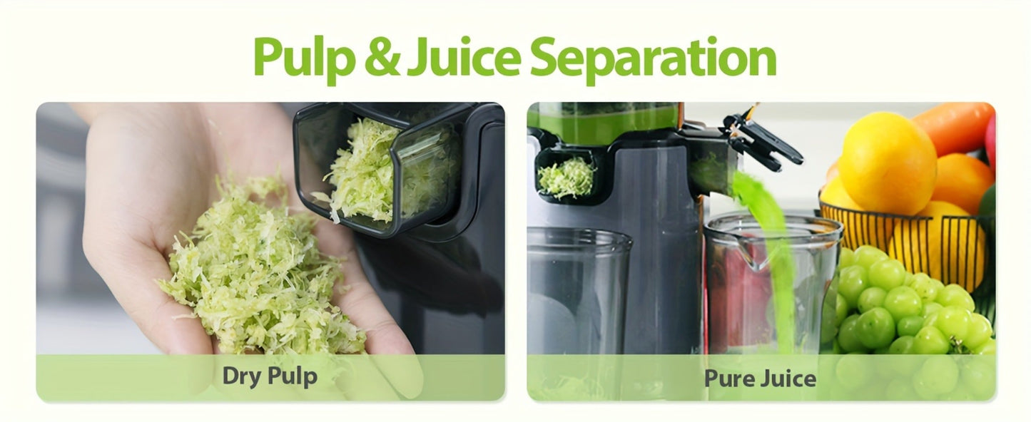 Cold Press Slow Juicer Machine with 5.3-Inch Large Feed Chute - High Juice Yield, Safety Lock, One-Click Cleaning