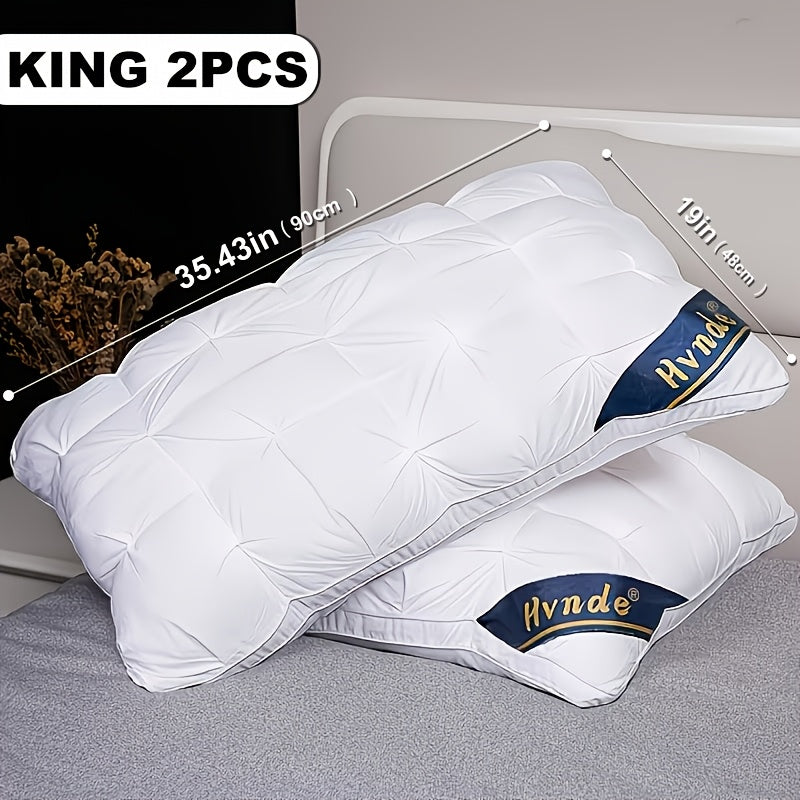 Luxury Hotel Pillows 2-Pack, King & Queen Size, Polyester Fill, Satin Cover, Deep Sleep Neck Support