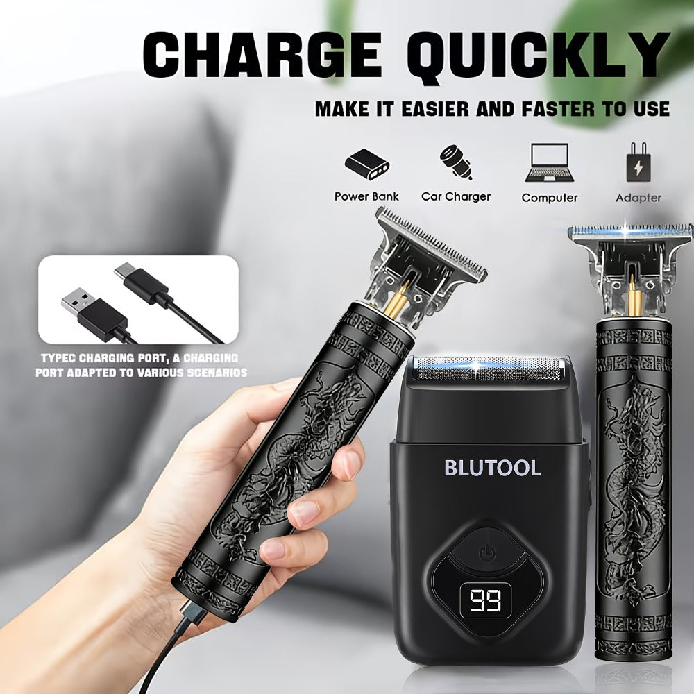 Multi-Piece Hair Clipper Kit for Men – USB Rechargeable Cordless Electric Trimmer Set, 2-Piece & 4-Piece Home Travel Barber Tool