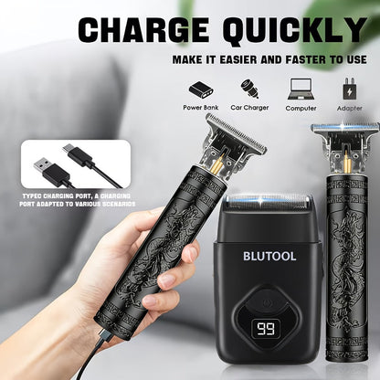 Multi-Piece Hair Clipper Kit for Men – USB Rechargeable Cordless Electric Trimmer Set, 2-Piece & 4-Piece Home Travel Barber Tool